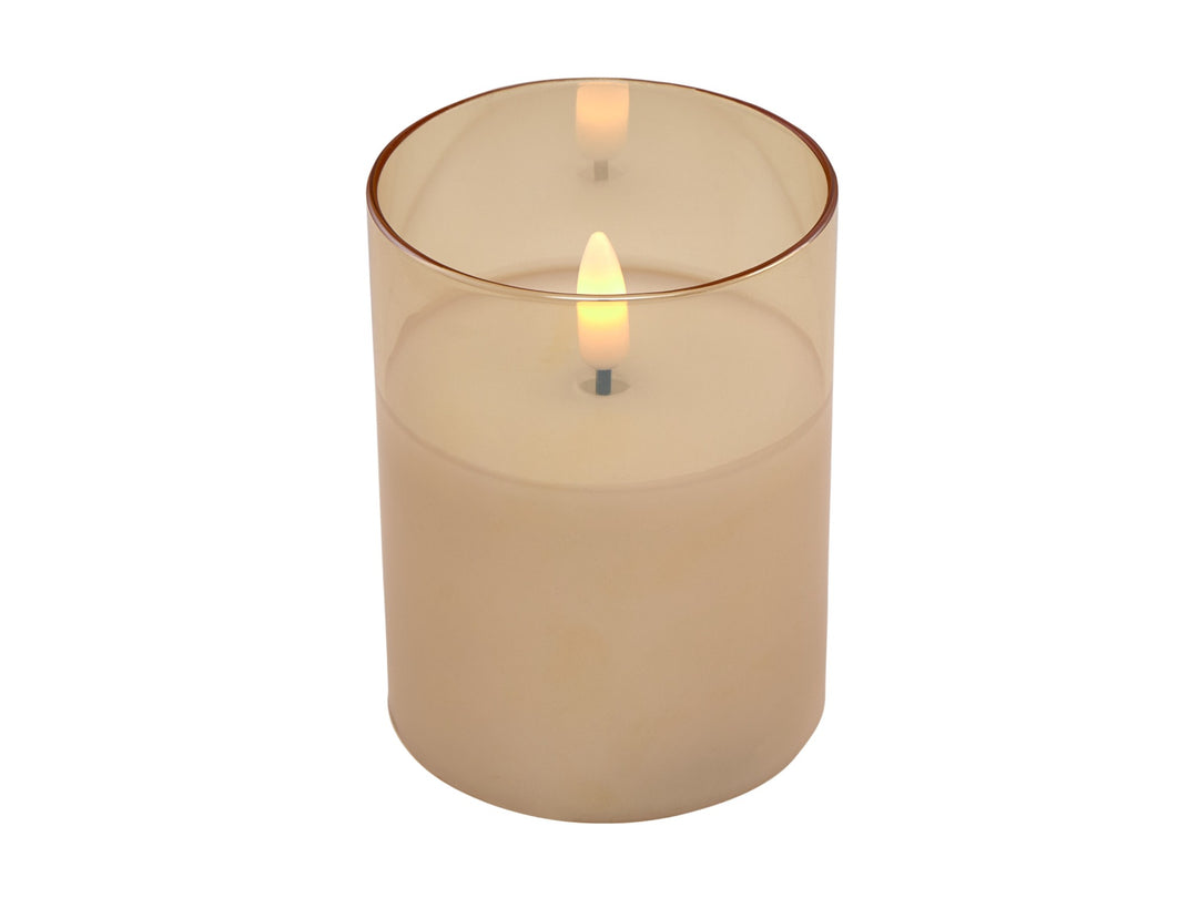 Maxwell &amp; Williams Lets Get Lit LED Flameless Candle Gold Glass Hurricane - Set of 3