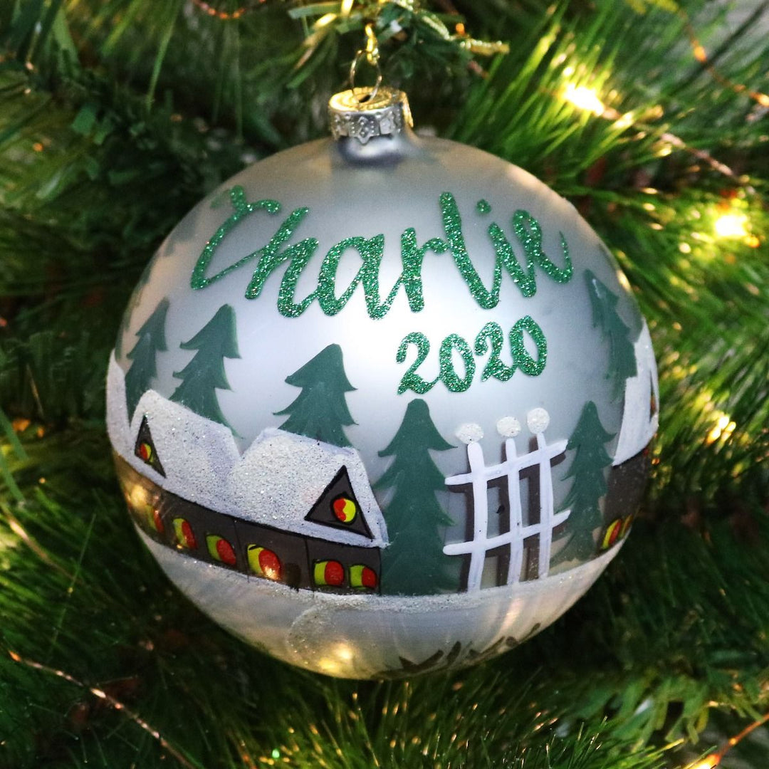 Light Blue Christmas Village Bauble