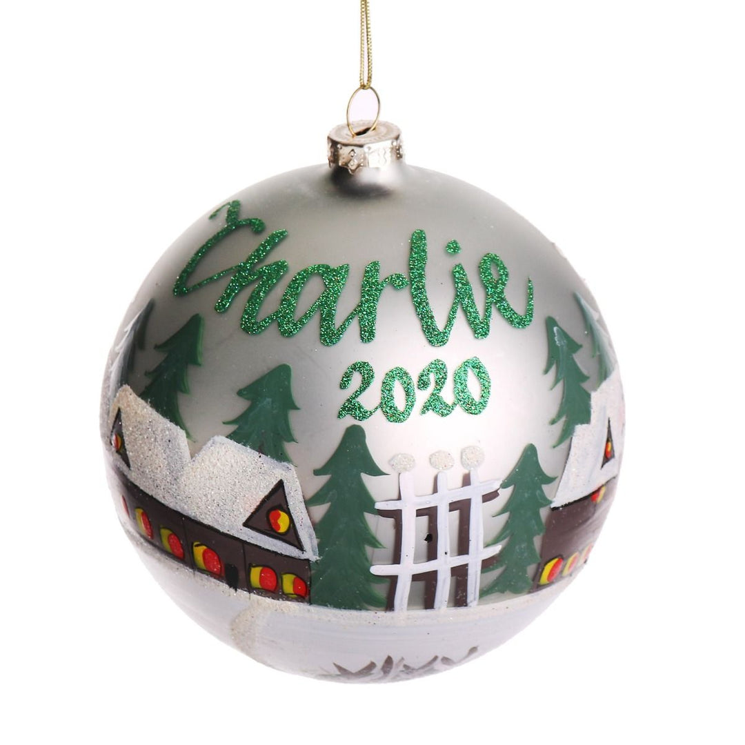 Light Blue Christmas Village Bauble