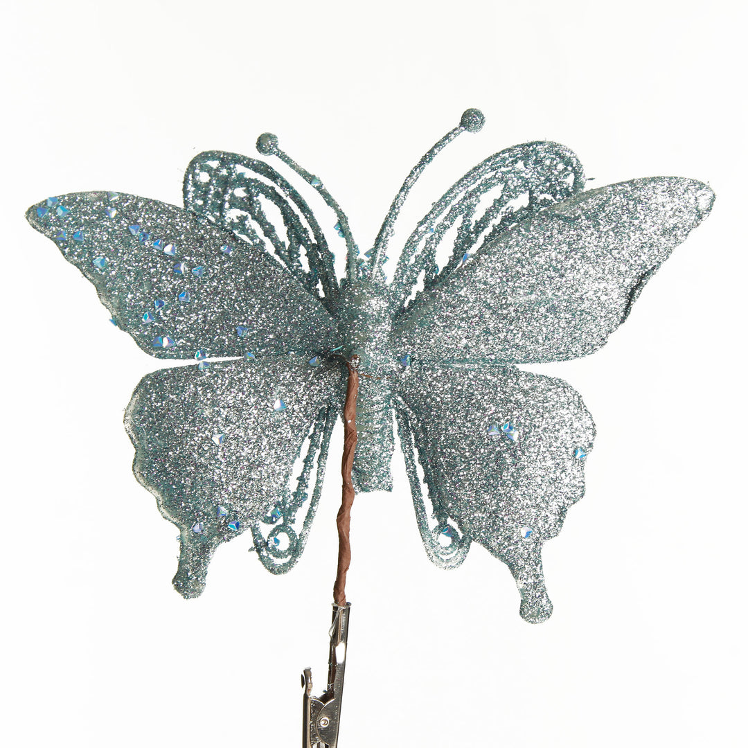 Light Blue Glitter Butterfly Clip