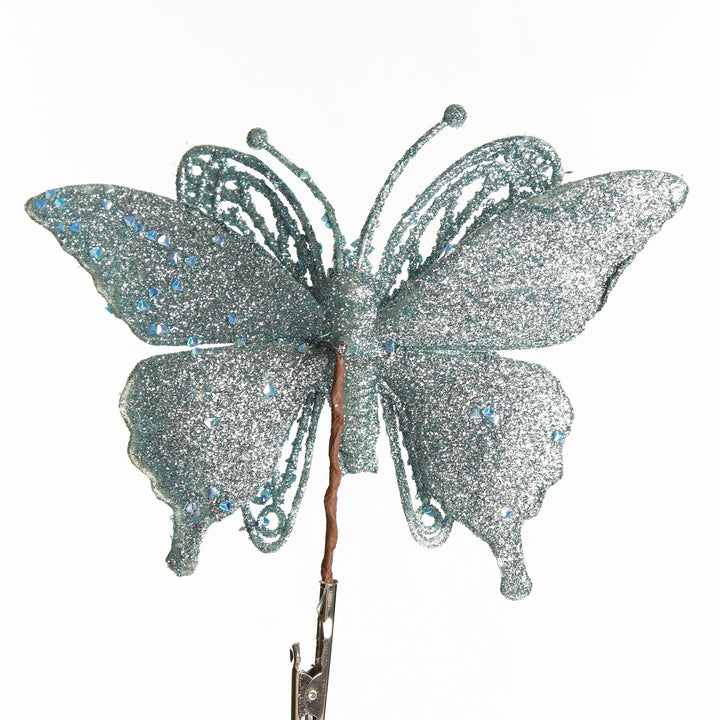 Light Blue Glitter Butterfly Clip
