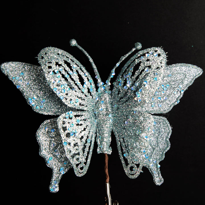 Light Blue Glitter Butterfly Clip