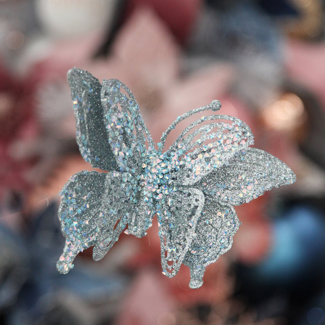 Light Blue Glitter Butterfly Clip