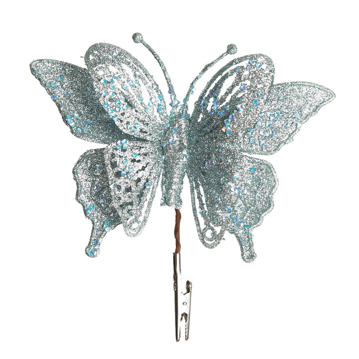 Light Blue Glitter Butterfly Clip