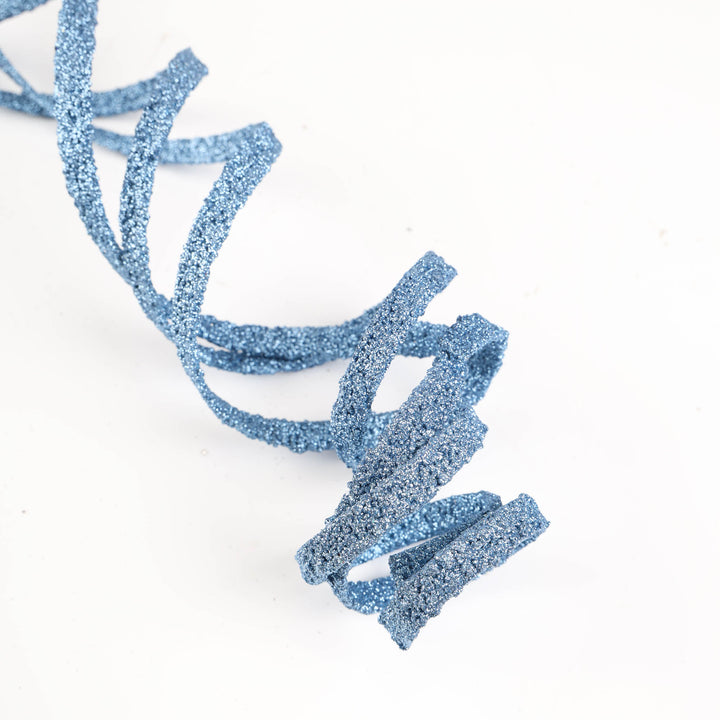 Light Blue Glitter Curly Christmas Pick - 107cm