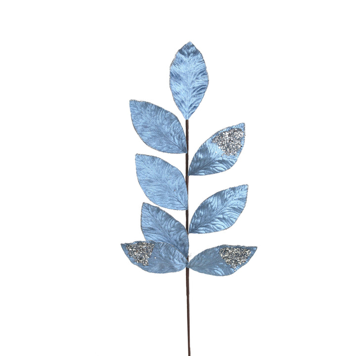 Light Blue Velvet Leaf Stem - 75cm