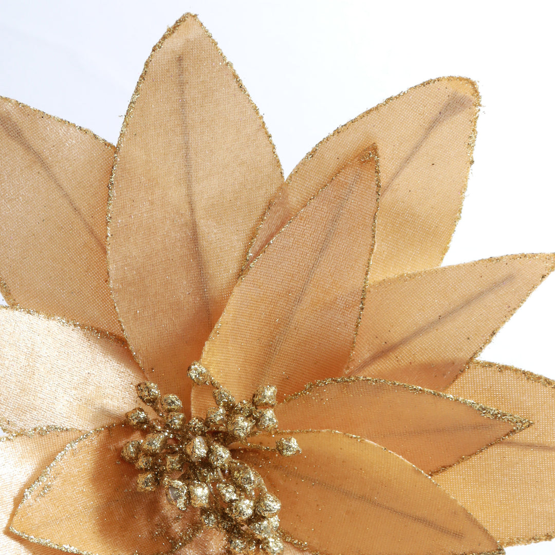 Light Gold Lily Flower Stem with Gold Glitter Trim