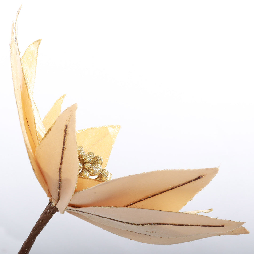 Light Gold Lily Flower Stem with Gold Glitter Trim