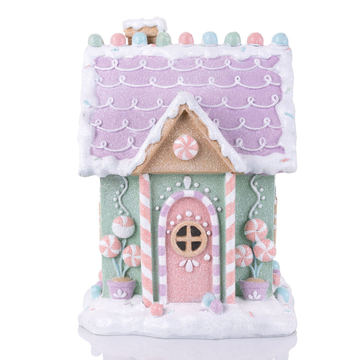 Lightup Pastel Mint and Lilac Gingerbread House Ornament - 26cm(H)