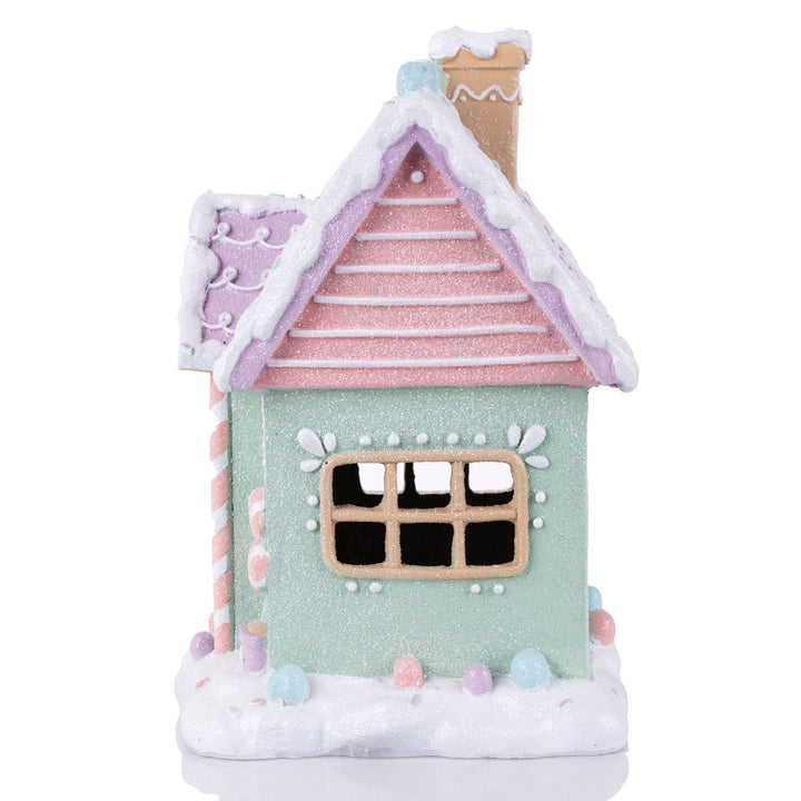 Lightup Pastel Mint and Lilac Gingerbread House Ornament - 26cm(H)