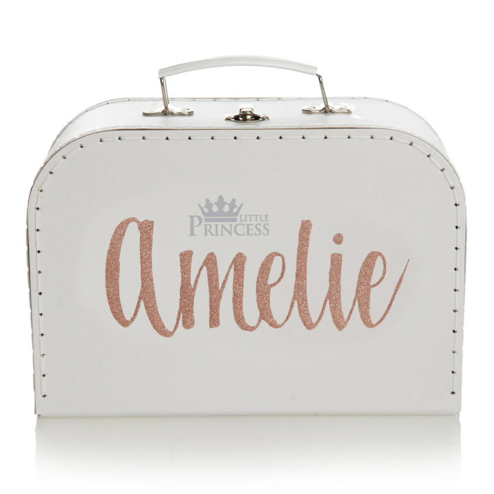 Personalised Little Princess Baby Girl Bootie and Beanie Gift Hamper - NAME ORIENTATION SUITCASE