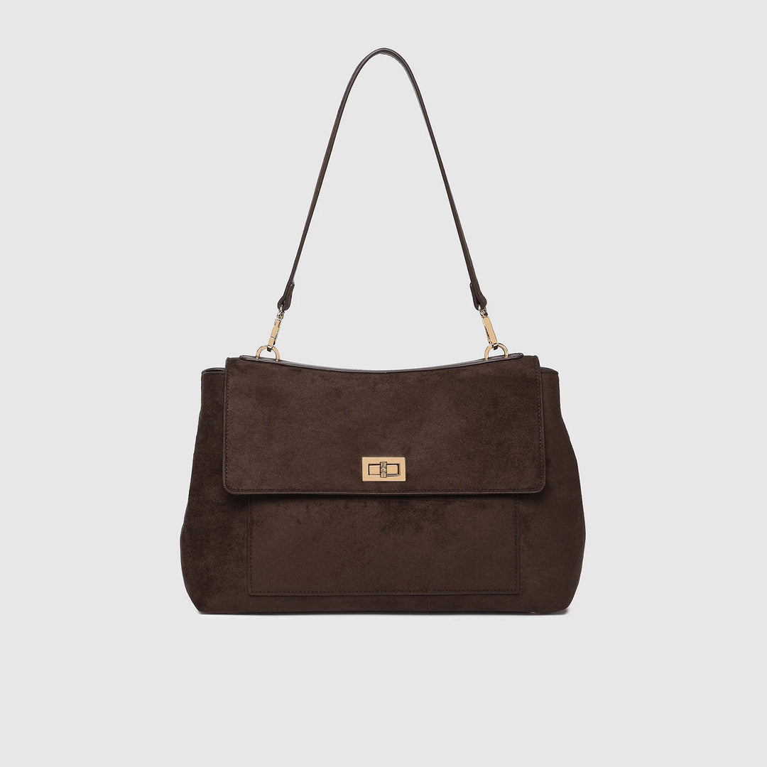 Louenhide - Arden Suedette Shoulder Bag - Chocolate