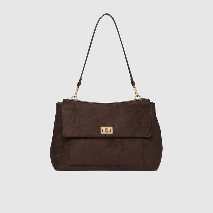 Louenhide - Arden Suedette Shoulder Bag - Chocolate