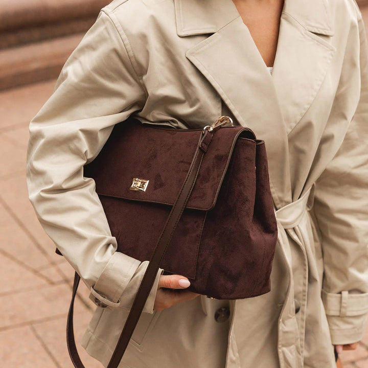 Louenhide - Arden Suedette Shoulder Bag - Chocolate