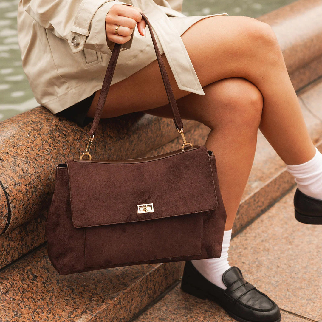 Louenhide - Arden Suedette Shoulder Bag - Chocolate