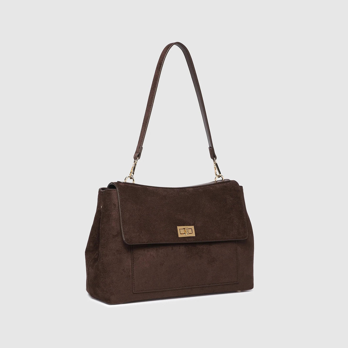 Louenhide - Arden Suedette Shoulder Bag - Chocolate