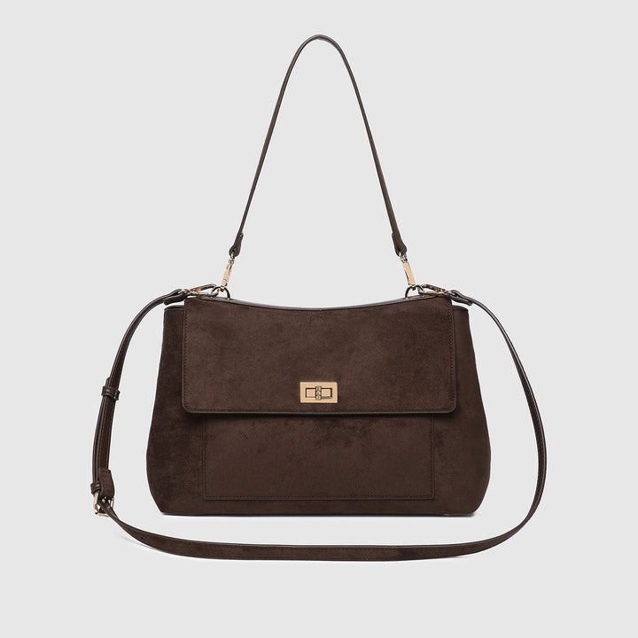 Louenhide - Arden Suedette Shoulder Bag - Chocolate