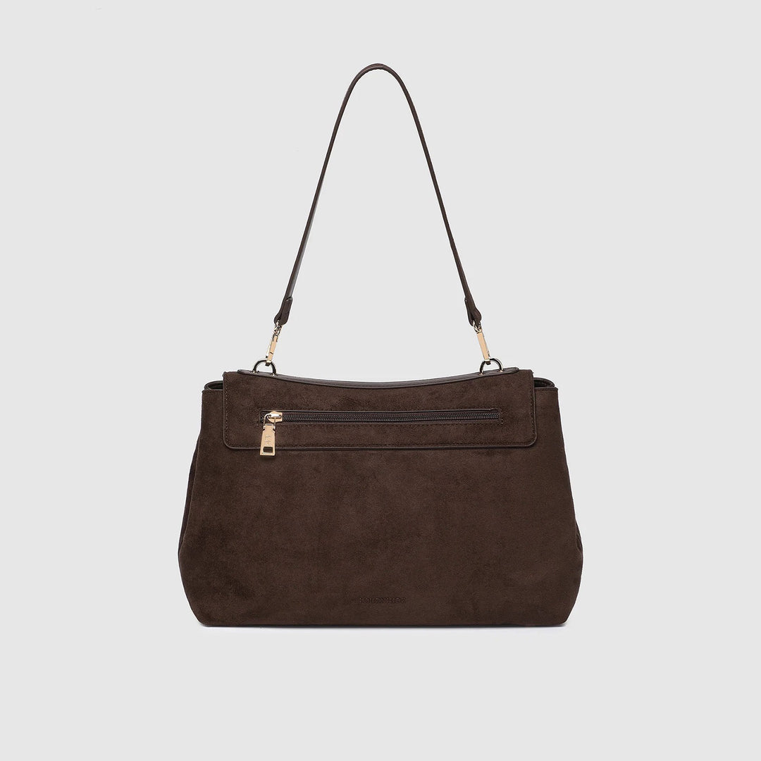 Louenhide - Arden Suedette Shoulder Bag - Chocolate