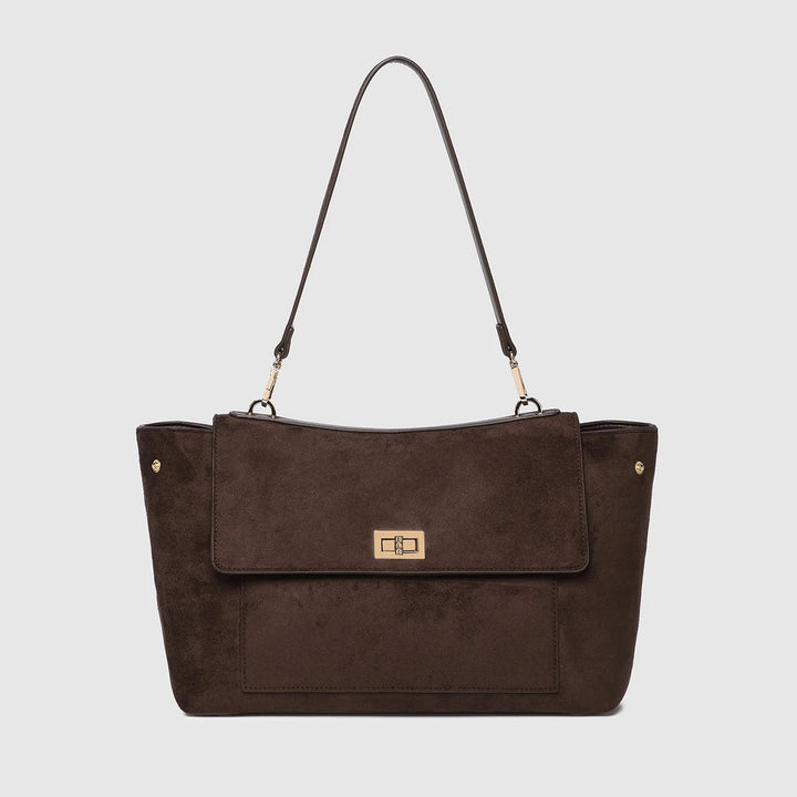 Louenhide - Arden Suedette Shoulder Bag - Chocolate