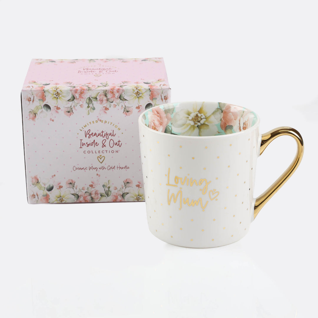 Loving Mum - Inside and Out Mint Floral Mug