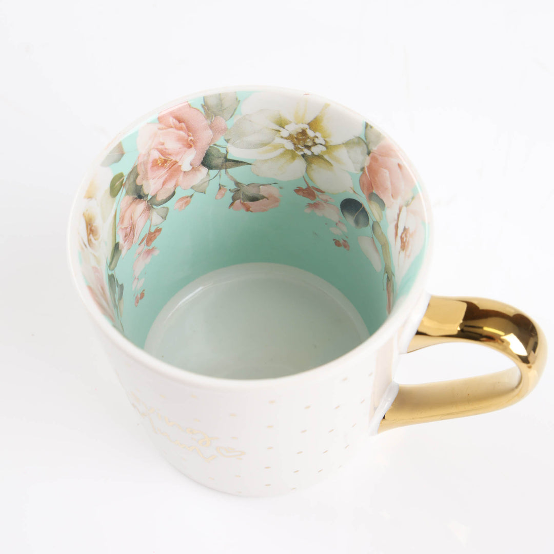 Loving Mum - Inside and Out Mint Floral Mug