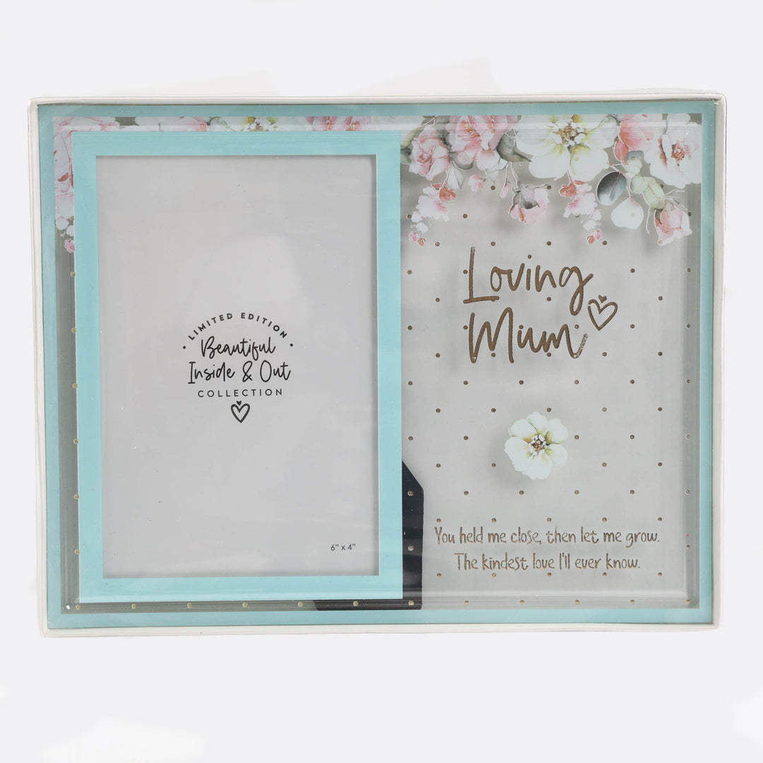 Loving Mum - Mint Floral Photo Frame