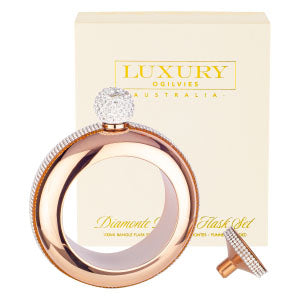 Bejewelled Rose Gold Diamonte Bangle Flask Set