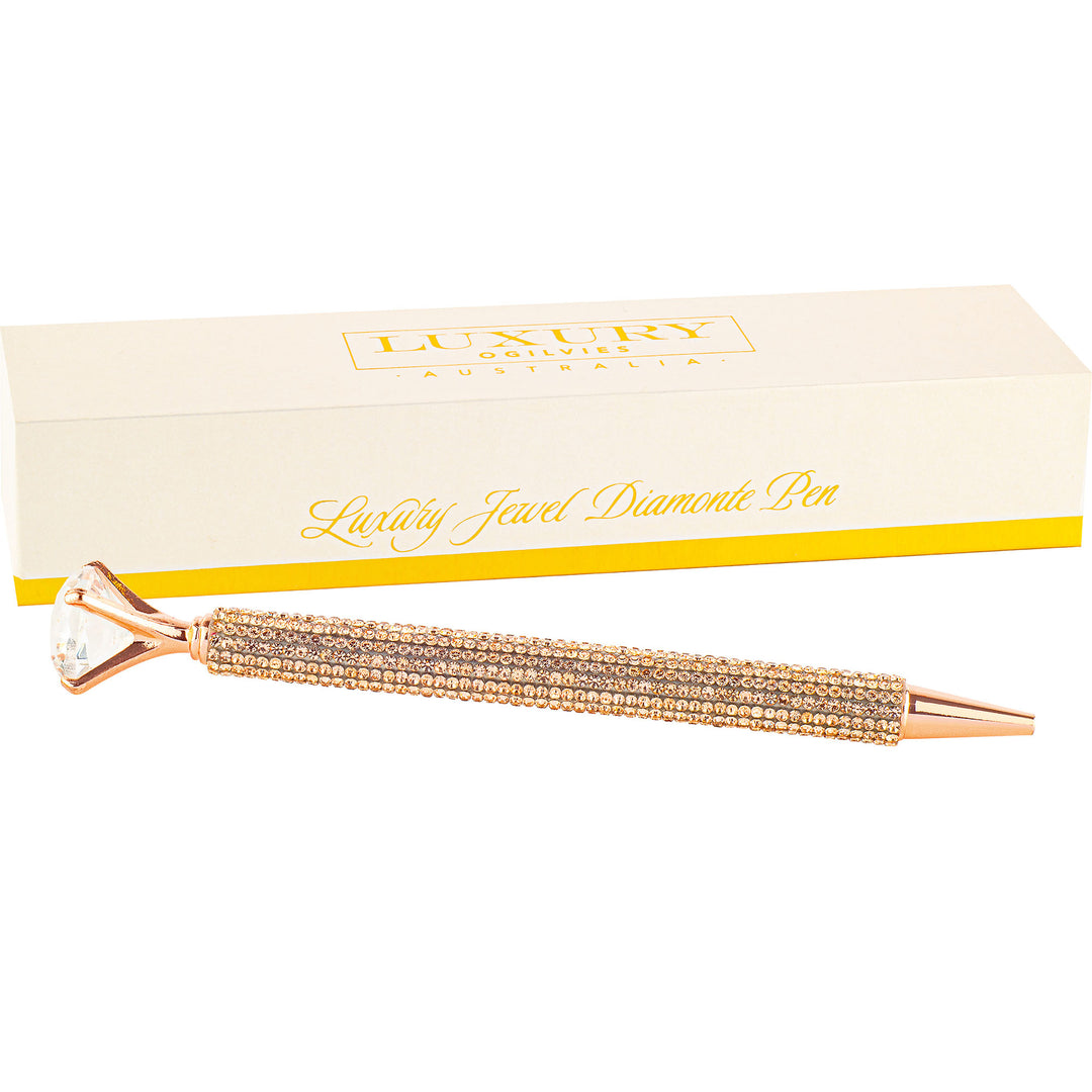 Rose Gold Diamonte Encrusted Pen in Gift Box
