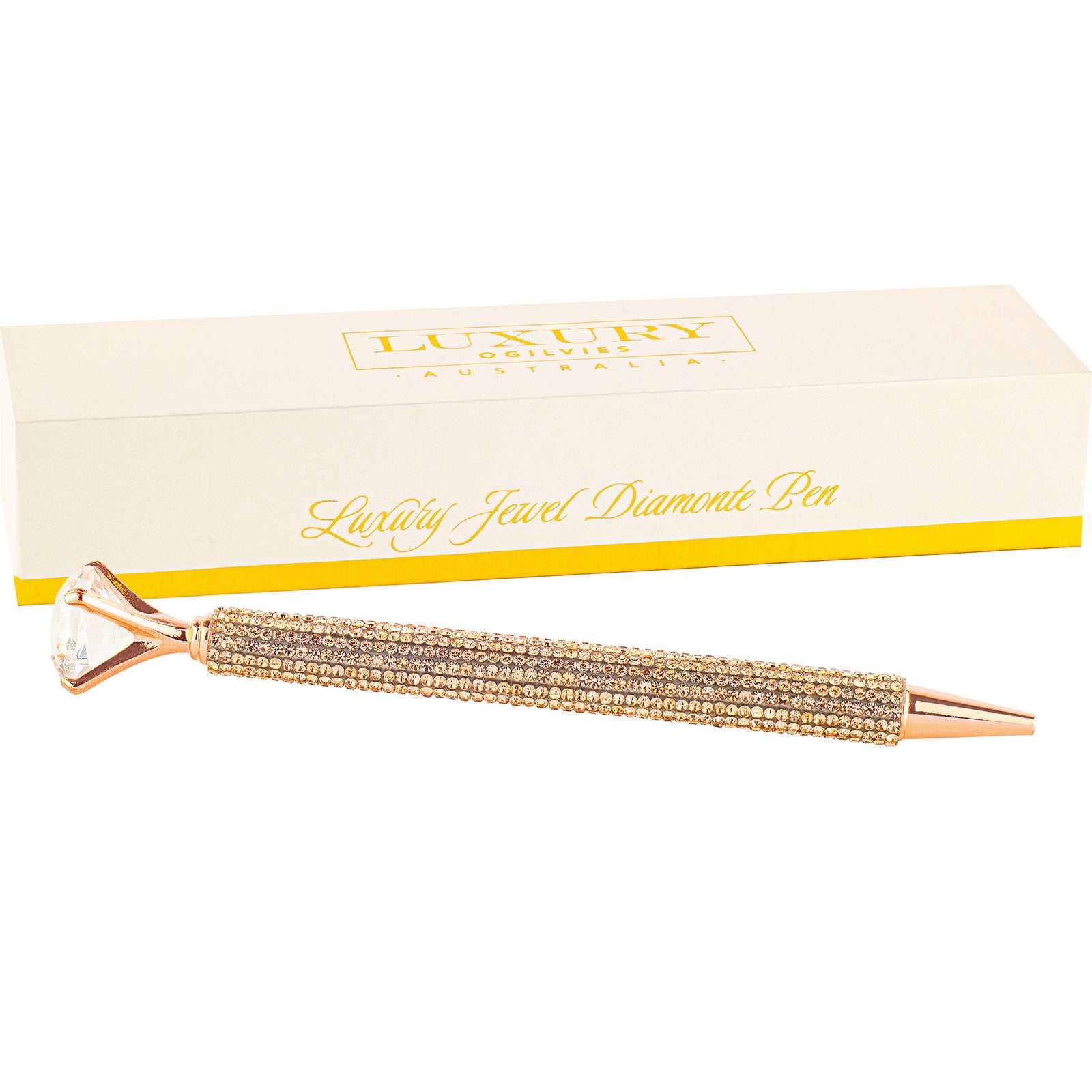 Rose Gold Diamonte Encrusted Pen in Gift Box