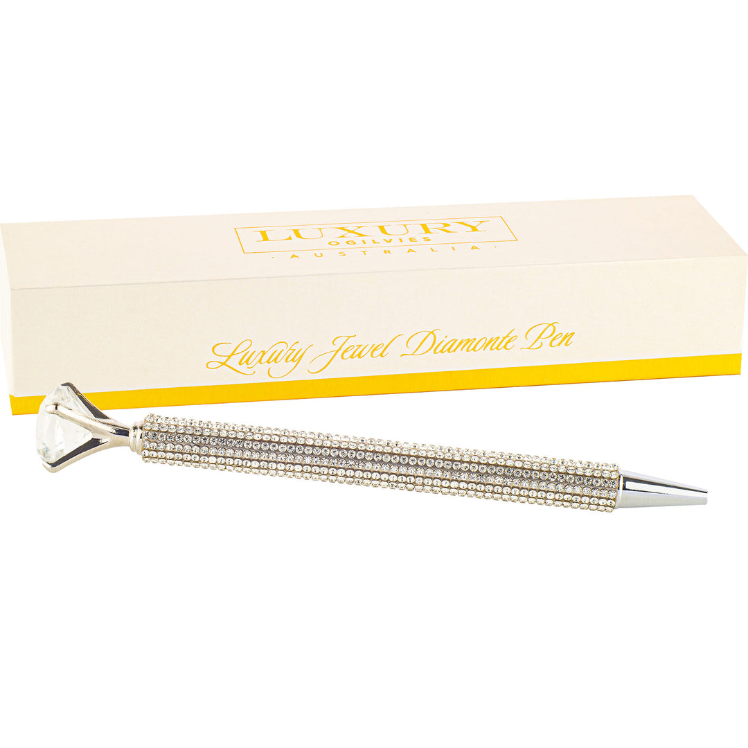Silver Diamonte Encrusted Pen in Gift Box