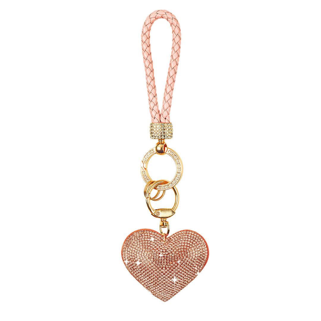 Luxury Rose Gold Diamonte Heart Key Ring in Gift Box