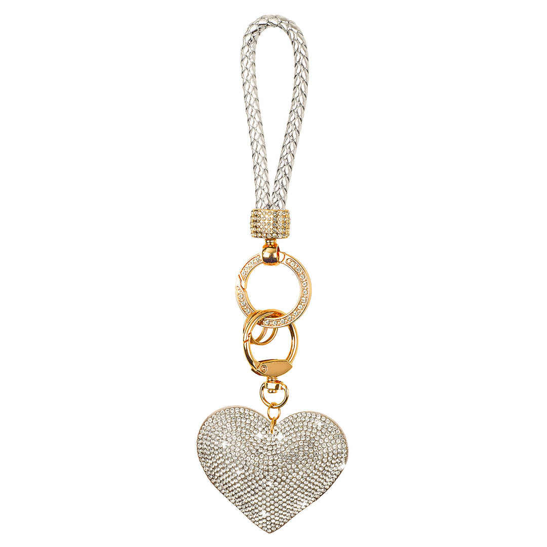 Luxury Silver Diamonte Heart Key Ring in Gift Box