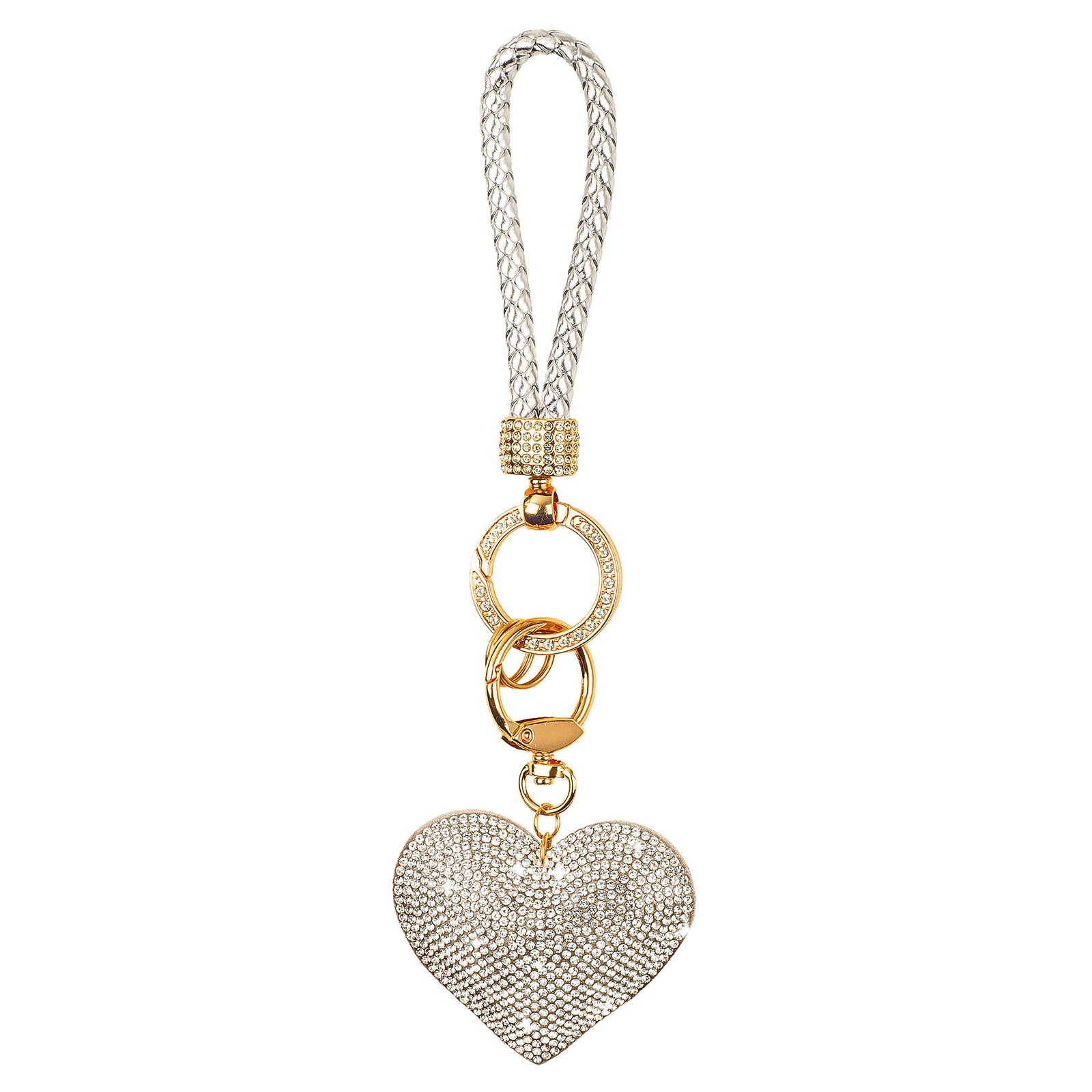 Luxury Silver Diamonte Heart Key Ring in Gift Box