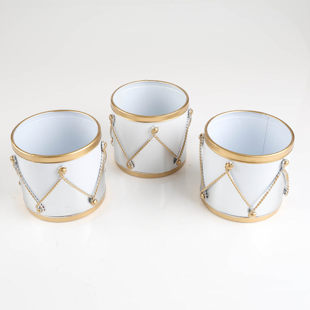 Luxe White and Gold Pot with Gold Tray