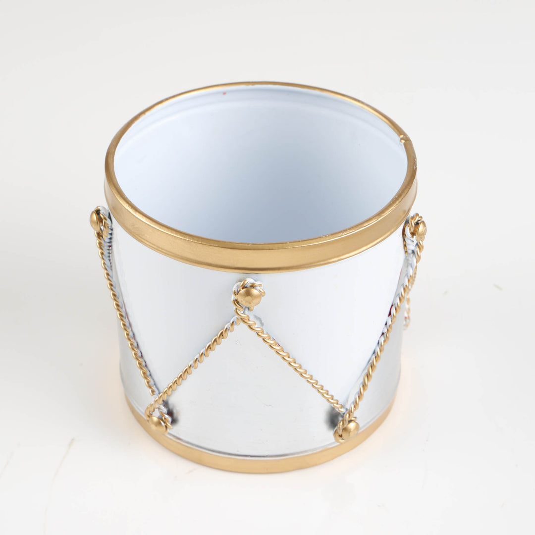 Luxe White and Gold Pot with Gold Tray