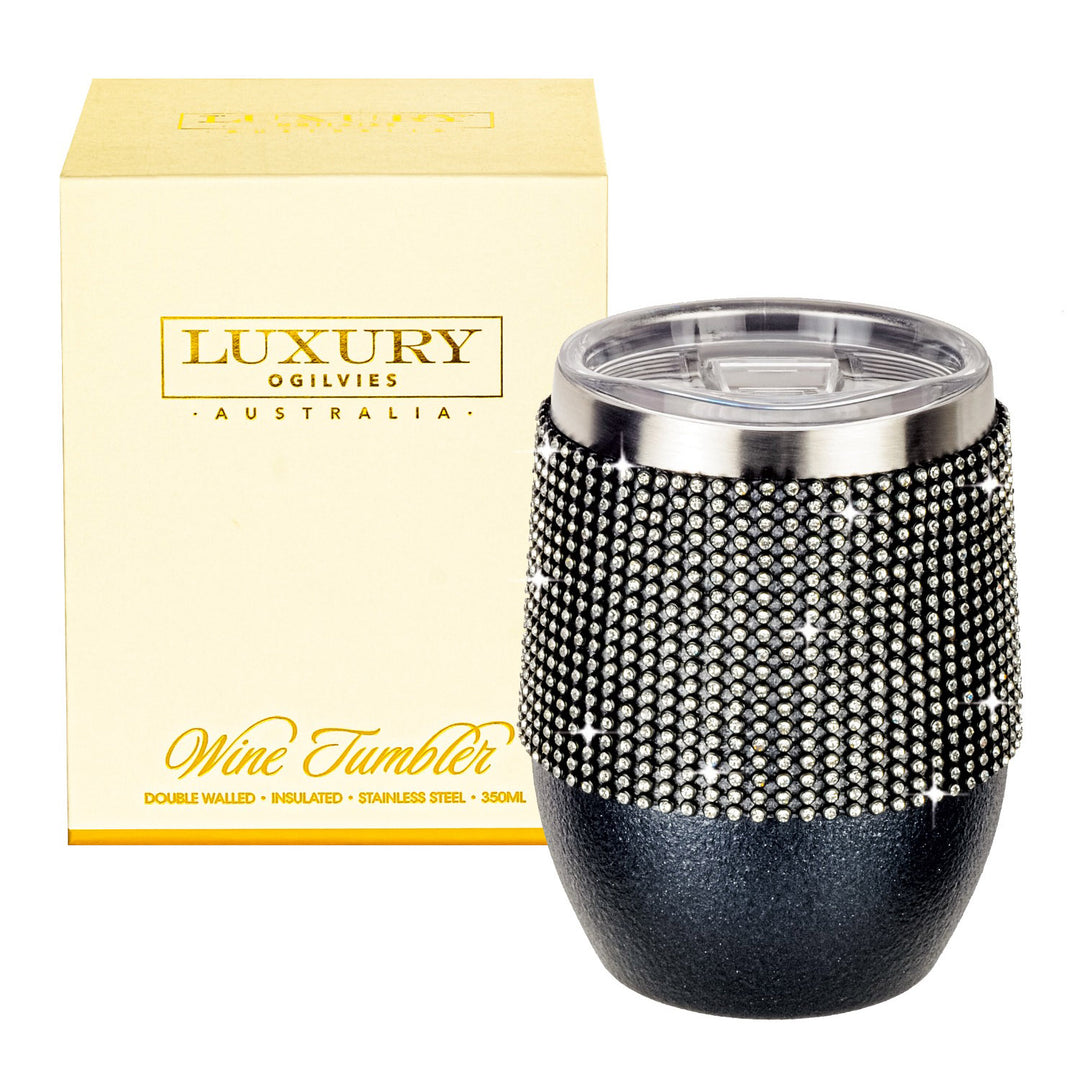 Luxury Black Diamonte Wine Tumbler