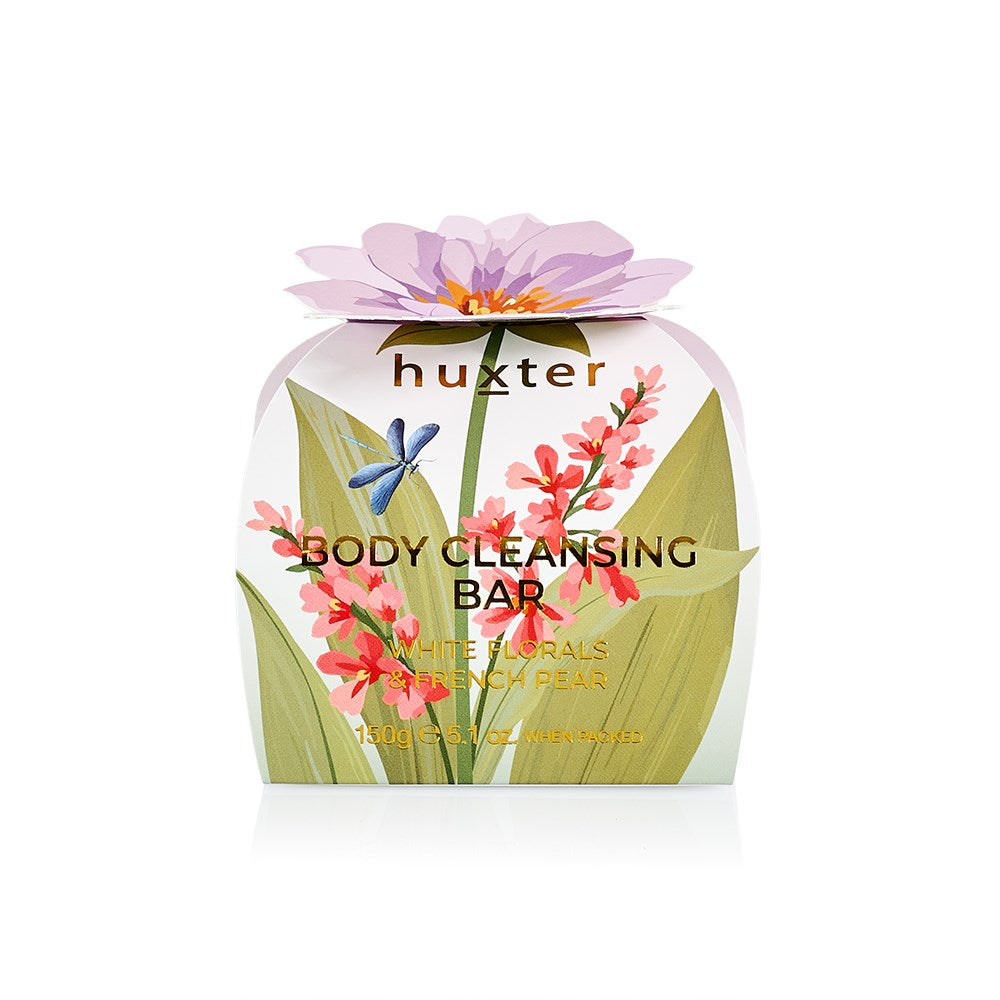 Luxury Body Cleansing Bar - Mauve Flower - White Florals and French Pear