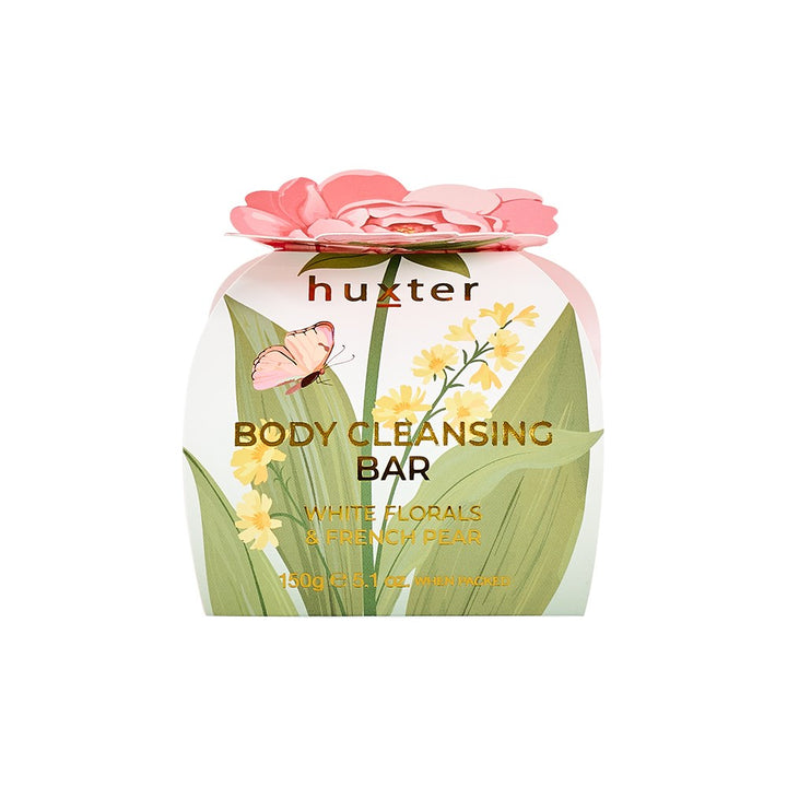 Luxury Body Cleansing Bar - Pink Flower - White Florals and French Pear
