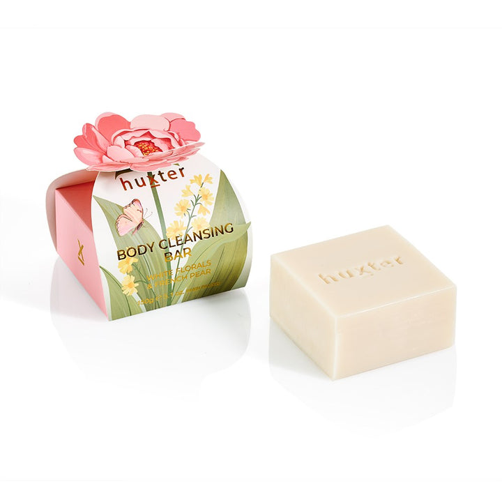 Luxury Body Cleansing Bar - Pink Flower - White Florals and French Pear