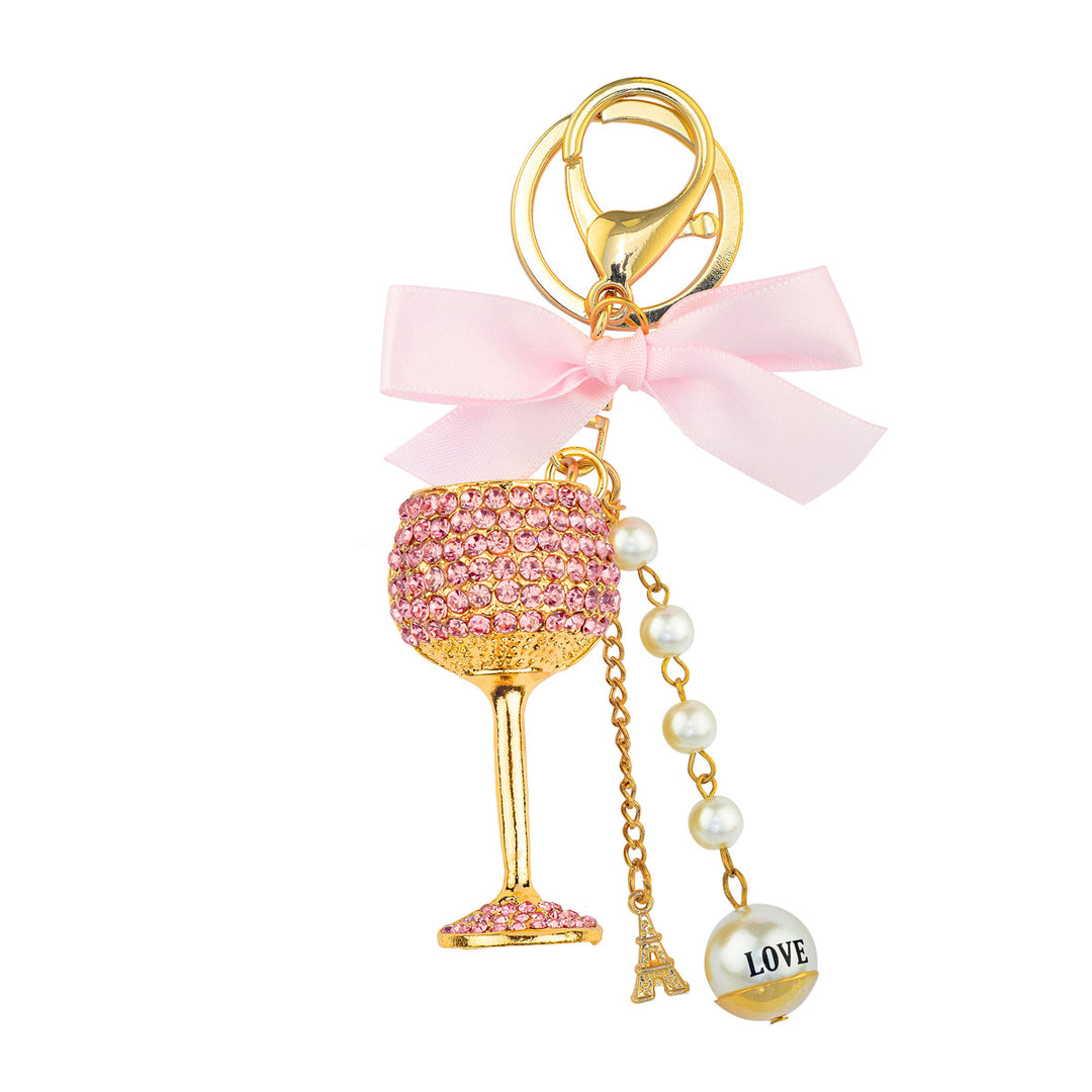 Pink Luxury Diamonte Encrusted - Champagne Glass Keychain