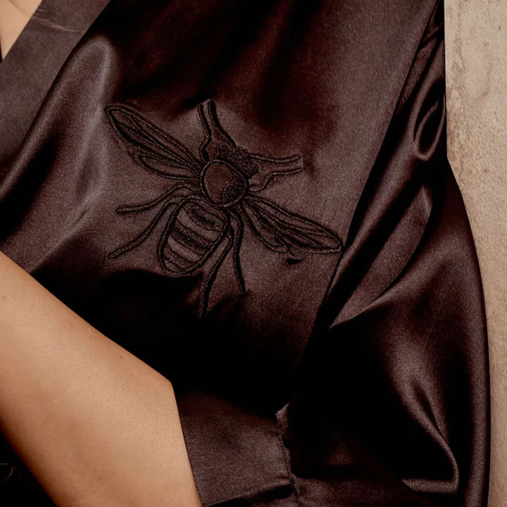 Luxury Satin Sleep Bundle - Robe and Eye Mask - Midnight Black