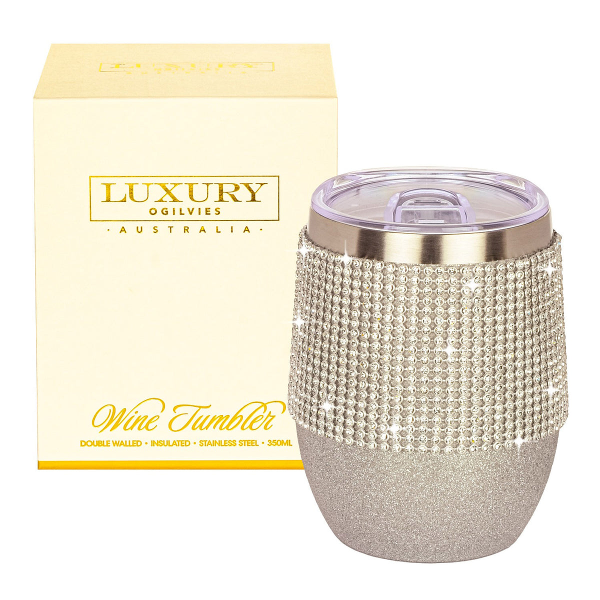 Luxury Silver Diamonte Wine Tumbler