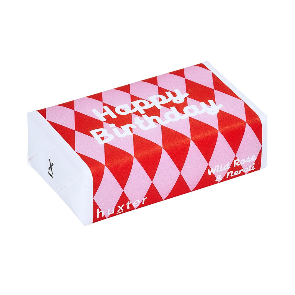 Luxury Soap Bar - Pink and Red Happy Birthday - Wild Rose and Neroli