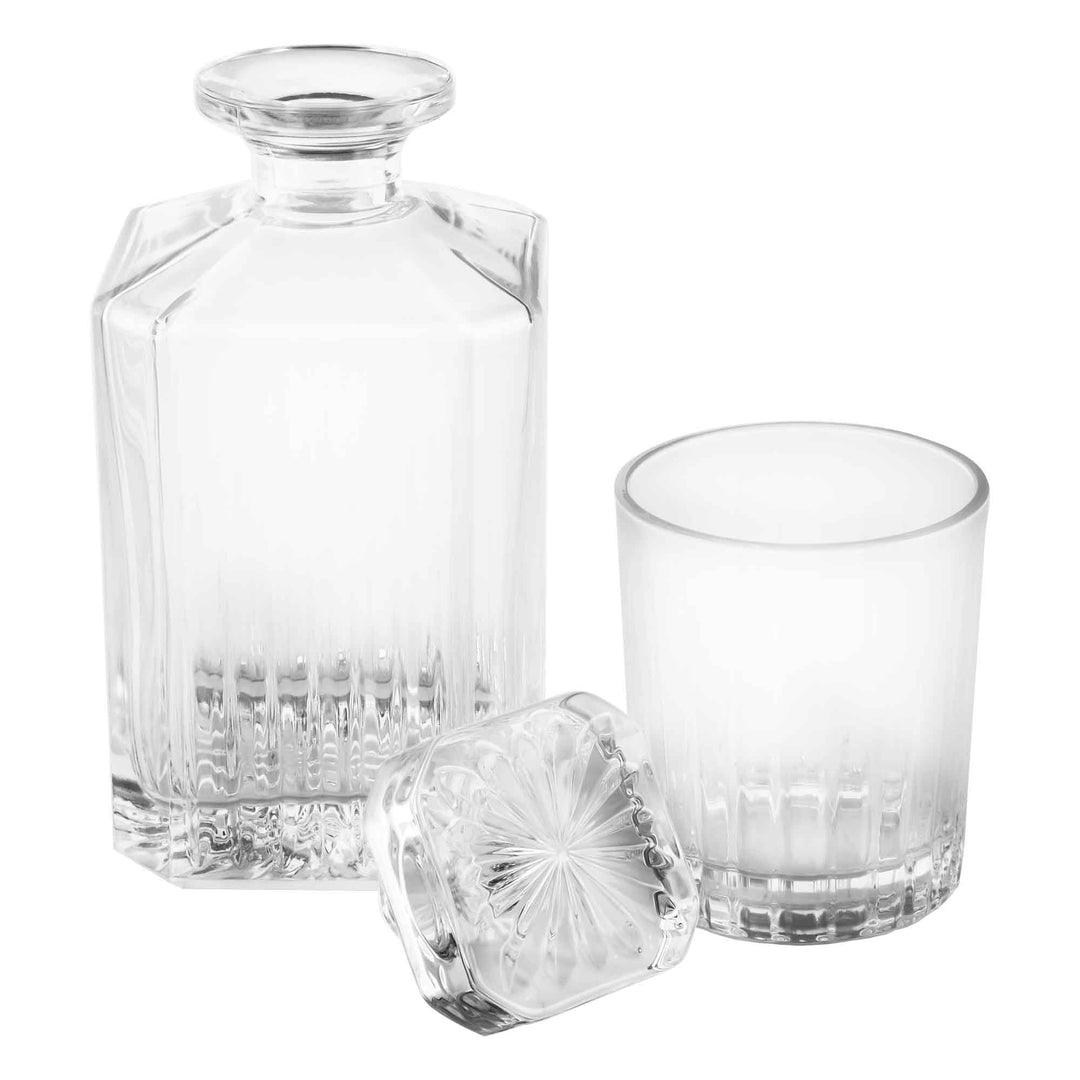 Marque Glass Decanter Set with 4 glasses - Striped