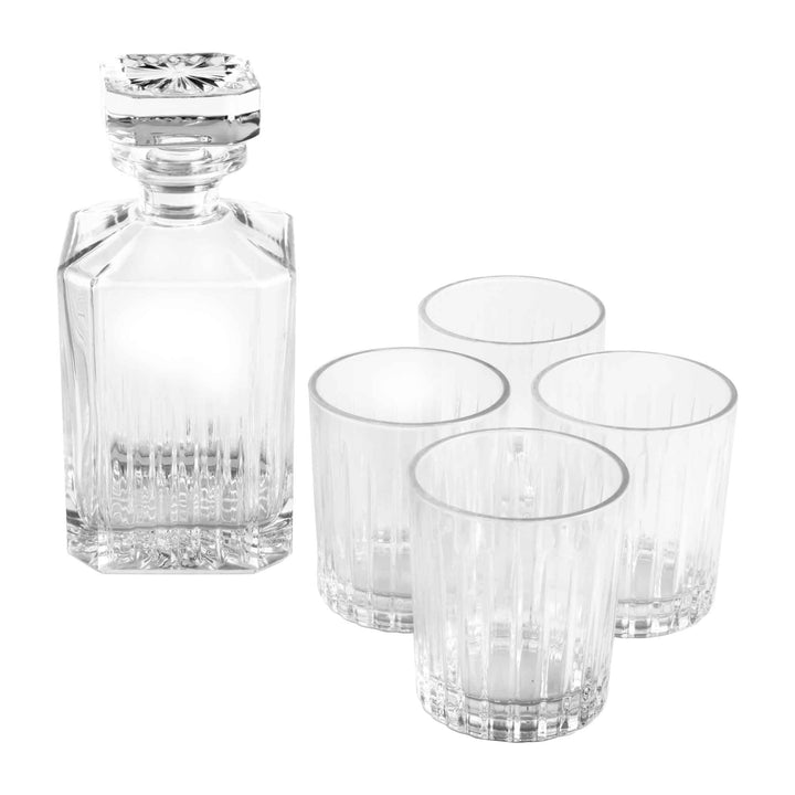Marque Glass Decanter Set with 4 glasses - Striped