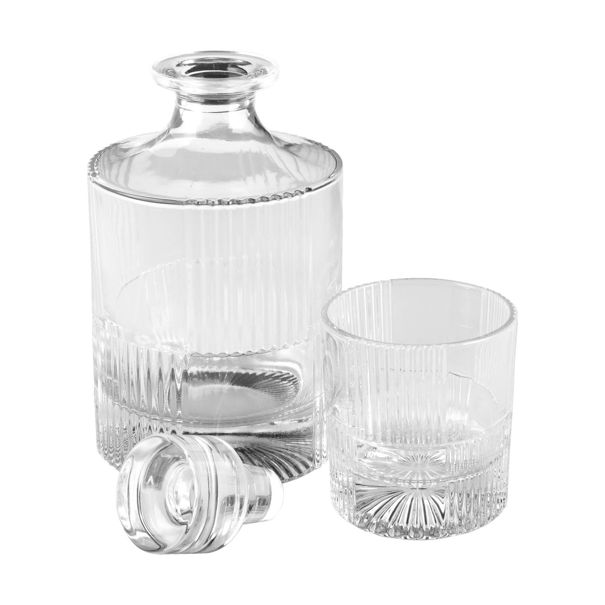 Marque Glass Decanter Set with 4 glasses - Checkered