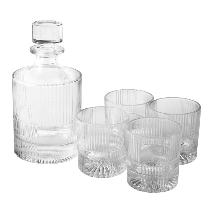 Marque Glass Decanter Set with 4 glasses - Checkered