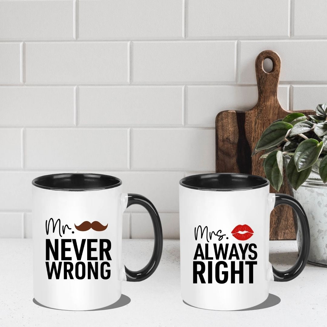 Matching Couple Mugs - Always Right -Block- Set of 2 - Gift Boxed 