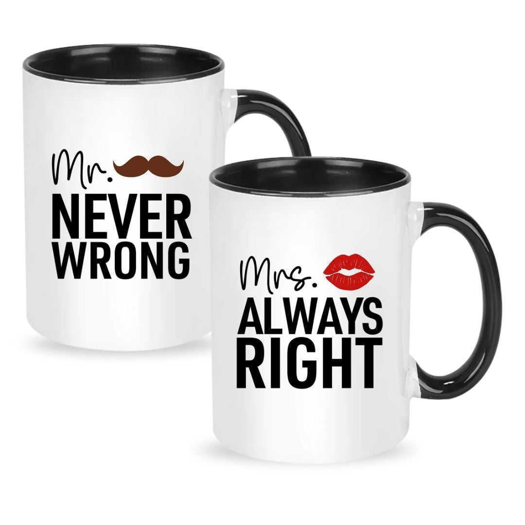 Matching Couple Mugs - Always Right -Block- Set of 2 - Gift Boxed 