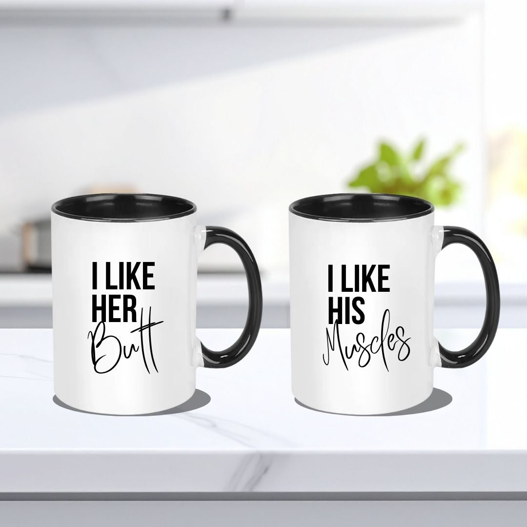 Matching Couple Mugs - Cheeky His and Hers - Set of 2-  Gift Boxed 